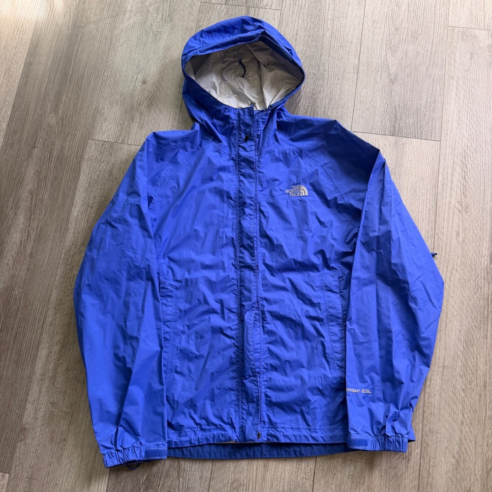 The North Face HyVent 2.5L Rain Jacket Womens M Blue Hooded Waterproof Shell